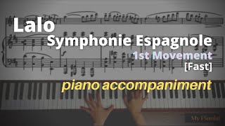 Lalo  Symphonie Espagnole in Dm Op21 1st Mov Piano Accompaniment Fast [upl. by Sumedocin]