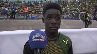 CARIFTA49 Rickoy Hunter  200m U17 Boys Final Post Race Interview  SportsMax TV [upl. by Carolann]