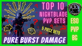 ⚔️Top 10 PVP Sets⚔️ Nightblade Burst Damage ESO [upl. by Lawan227]