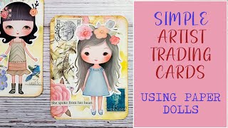 Making ARTIST TRADING CARDS  Small Art Is Fun  ATCs For Beginners  Paper doll Collage Art [upl. by Annwahs]