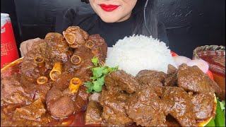 ASMR EATING SPICY MUTTON CURRYKALEJI CURRYWHITE RICESALAD FOOD VIDEOS [upl. by Irt40]