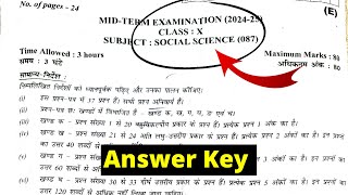 class 10 social science mid term question paper 2024 answer key  10th sst paper answer key 202425 [upl. by Ahsiloc467]