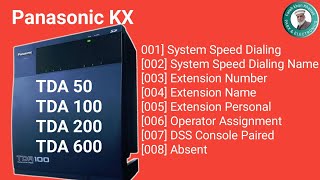 Panasonic KXTDA50 TDA100 TDA200 TDA600  Programming Codes [upl. by Siuqcram]