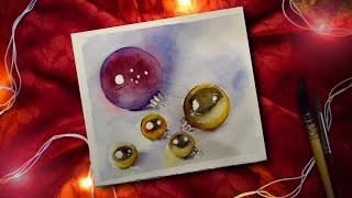 Watercolor Christmas Card Painting  Christmas Baubles [upl. by Nnahs184]