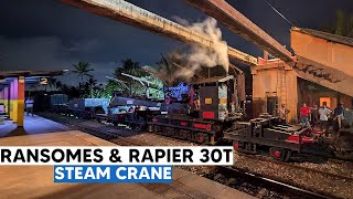 Sri Lanka Railways Ransomes amp Rapier 30T Steam Crane no5728 at Ratmalana with Class M4 747 [upl. by Hedvige]