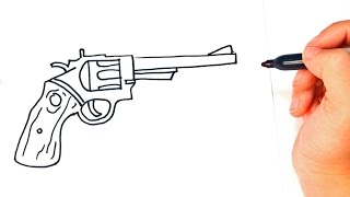 How to draw a Revolver  Revolver Gun Easy Draw Tutorial [upl. by Ivonne]