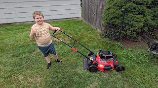 Our New Lawnmower  Yard Work videos for kids [upl. by Clothilde]