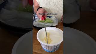 Easiest Tzatziki Sauce Recipe  No Need To Dirty a Bowl Either 🤣🥣🍞 shorts funny recipe [upl. by Kast911]