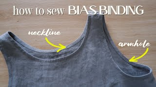 How to sew bias binding round neckline and armhole neatly [upl. by Monteria264]