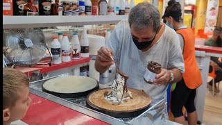 World best crepes made by nutty Julio in Alcudia Majorcain 4K [upl. by Crescentia]