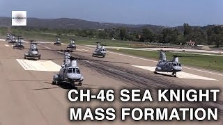 Mass Formation CH46 quotSea Knightquot Helicopter Commemorative Flight [upl. by Ybab]