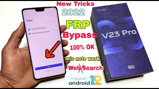 Vivo V23 Pro 5G FRP Bypass Android 12  New Trick 2022  Vivo V2130 Google Account Bypass No Pc [upl. by Wilkens]