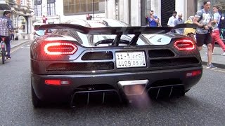 Full Carbon Arab Agera R In London  Flame Accelerations Driving Sounds and Start [upl. by Soraya]