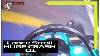 Lance Stroll MASSIVE CRASH During Q2  2023 Singapore Grand Prix f1 [upl. by Endo]