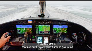 Citation CJ3 ILS approach in bad weather [upl. by Mahgem565]