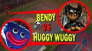 DRONE CATCHES BENDY amp HUGGY WUGGY FROM POPPY PLAYTIME AT HAUNTED PARK WE FOUND THEM [upl. by Rot]