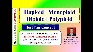 HAPLOID  MONOPLOID  DIPLOID  POLYPLOID  CSIR NET LIFE SCIENCE  NEET  Dr JITENDRA Kr [upl. by Ssor]