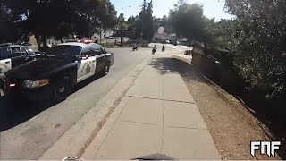 Police chase quads sportbikes cruisers and dirtbikes through Oakland CA [upl. by Aret287]