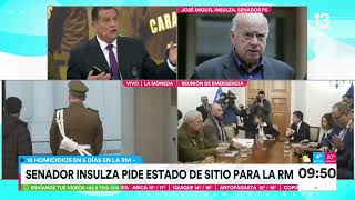 Senador Insulza pide estado de sitio para la RM  Tu Día  Canal 13 [upl. by Einner]