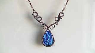 Elven Swirly Cabochon Wire Wrapped Pendant Necklace Tutorial Beginner [upl. by Cadmarr782]