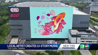 Sacramento artist creates 13story mural in Taiwan [upl. by Donnie]