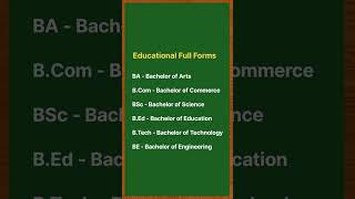 Educational Full Forms  shorts youtubeshorts shortsfeed wordmeaning education [upl. by Pren]