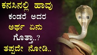 ಕನಸಿನಲ್ಲಿ ಹಾವು ಕಂಡರೆ ಅದರ ಅರ್ಥ ಏನು ಗೊತ್ತಾ  Snake Dreams  Snake Dream Meaning In Kannada [upl. by Perla933]