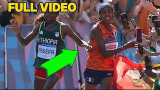 Siffan Hassan pushed tigist during womens marathon Paris 2024 Olympics [upl. by Ientirb599]