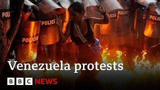 Venezuela Protestors clash with police after disputed election result  BBC News [upl. by Zebadiah]