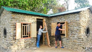 Start To Finish Build Log Cabin TIMELAPSE Building A Solid House With Many Stone FULL BUILD [upl. by Sadinoel513]