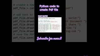 Python code to create PDF file python coding education shorts trending viralvideo [upl. by Ratha]