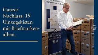 Große Briefmarkensammlung in der Auktion 19 Umzugskisten mit Briefmarkenalben [upl. by Hayalat]