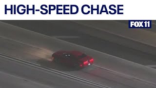 Police chase suspect breaks 100 mph on 10 Freeway [upl. by Xeno]