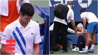 Novak Djokovic out of US Open after hitting judge with tennis ball  2020 US Open Highlights [upl. by Ailemor]