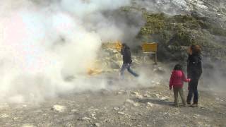 Steaming fumaroles Solfatara  tour guide generates even more steam [upl. by Deedee]