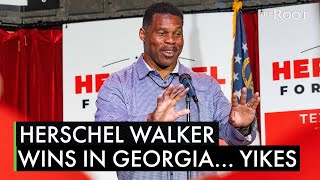 Yikes Herschel Walker Wins GOP Georgia Primary [upl. by Aneleasor]