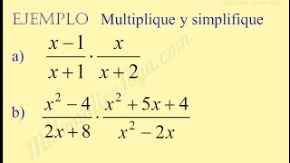 Multiplicación de fracciones algebraicas [upl. by Enaoj]