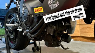 Replacing An Oil Pan and Gasket on 2024 Yamaha R7 Exhaust Removal [upl. by Ocirnor]