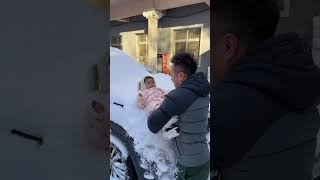 Playing in snow with my baby is soo funny and my daughter likes it more than anything elsewhich co [upl. by Fruin]