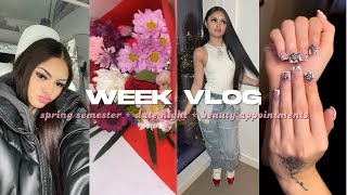 WEEK VLOG Spring Semester I Got Flowers Lashes Nails etc [upl. by Niltag]