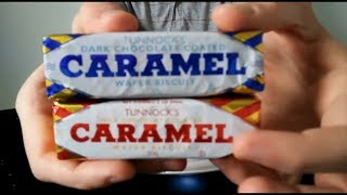 Tunnocks Milk and Dark Chocolate Caramel Wafer Biscuit Reviews [upl. by Ivor]