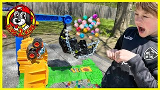 Hot Wheels Monster Trucks Arena Smashers UNBOXING 📦 Rhinomite Chargin Challenge WITH TONS OF ORBEEZ [upl. by Attaynik833]