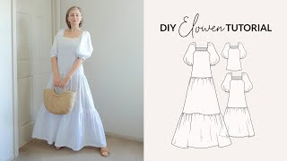 DIY Tiered Puff Sleeve Dress Tutorial  Pattern  DwT Patterns [upl. by Hillyer]