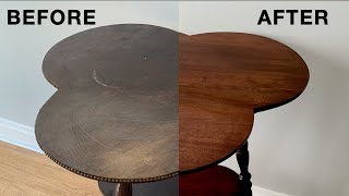 Refinishing a Vintage Table with French Polish  a Fixing Furniture Restoration Project [upl. by Brindell]