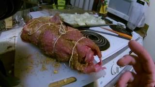 PORCHETTA PORK BOMB A Vegetarian cooks meat part 1 Portland youtuber [upl. by Adnorrahs]