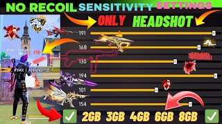 Best Sensitivity Setting For Auto HeadShot⚙️ 2GB  3GB  4GB  6GB  8GB  12GB RAM  Free Fire Max [upl. by Coray314]