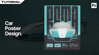 How To Make Brutalism Style Car Poster Design in Photoshop  Photoshop Tutorial [upl. by Noroj]