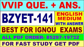 BZYET 141 important questions with answer in English  bzyet 141 Previous Year Question Paper [upl. by Scheer]