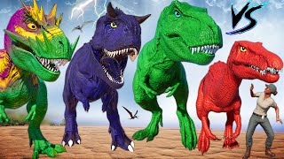 Dinosaurs BATTLE  Spider Man Albertosaurus vs Spinosaurus amp Godzilla TREX Jurassic World Evolution [upl. by Alfreda]