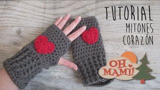 Mitones o guantes sin dedos a crochet con Corazones [upl. by Mikaela]